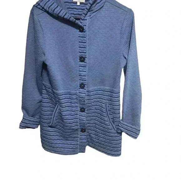 Habitat clothes to live in Womens Habitat Double Face Stripe Hoodie- Indigo Xsm - Picture 4 of 6